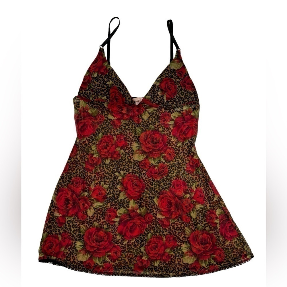 Victoria's Secret Red Rose & Leopard Chemise